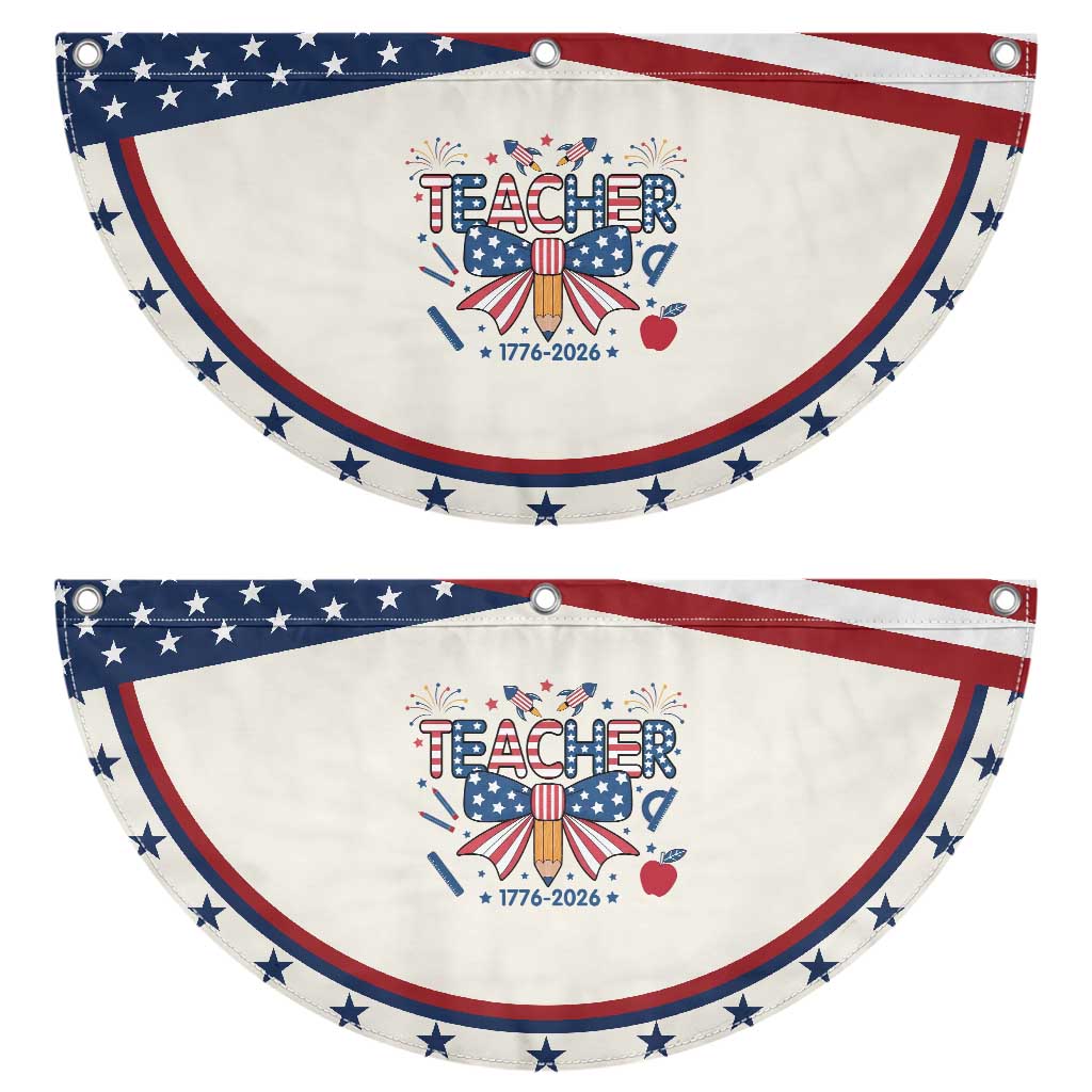 Proud American Teacher 250 Years Patriotic Fan Flag Educator Gift