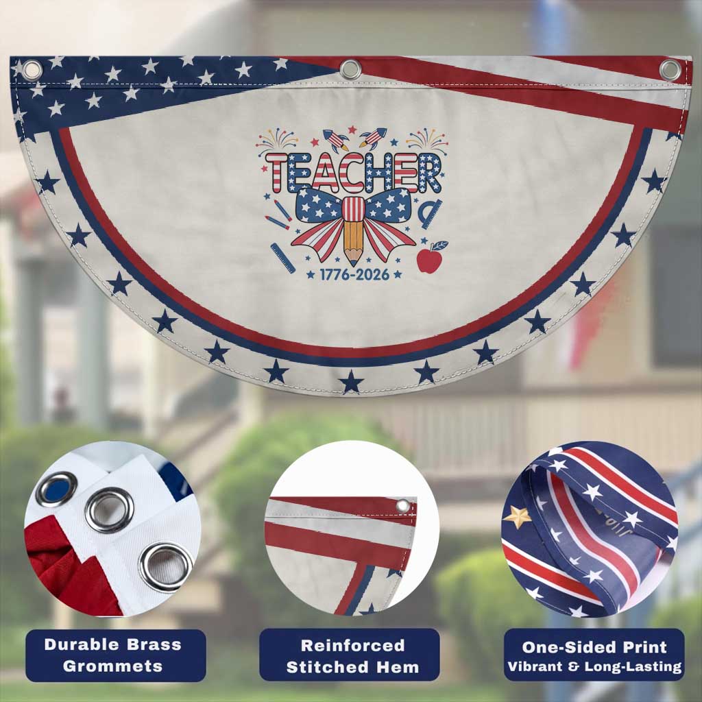 Proud American Teacher 250 Years Patriotic Fan Flag Educator Gift