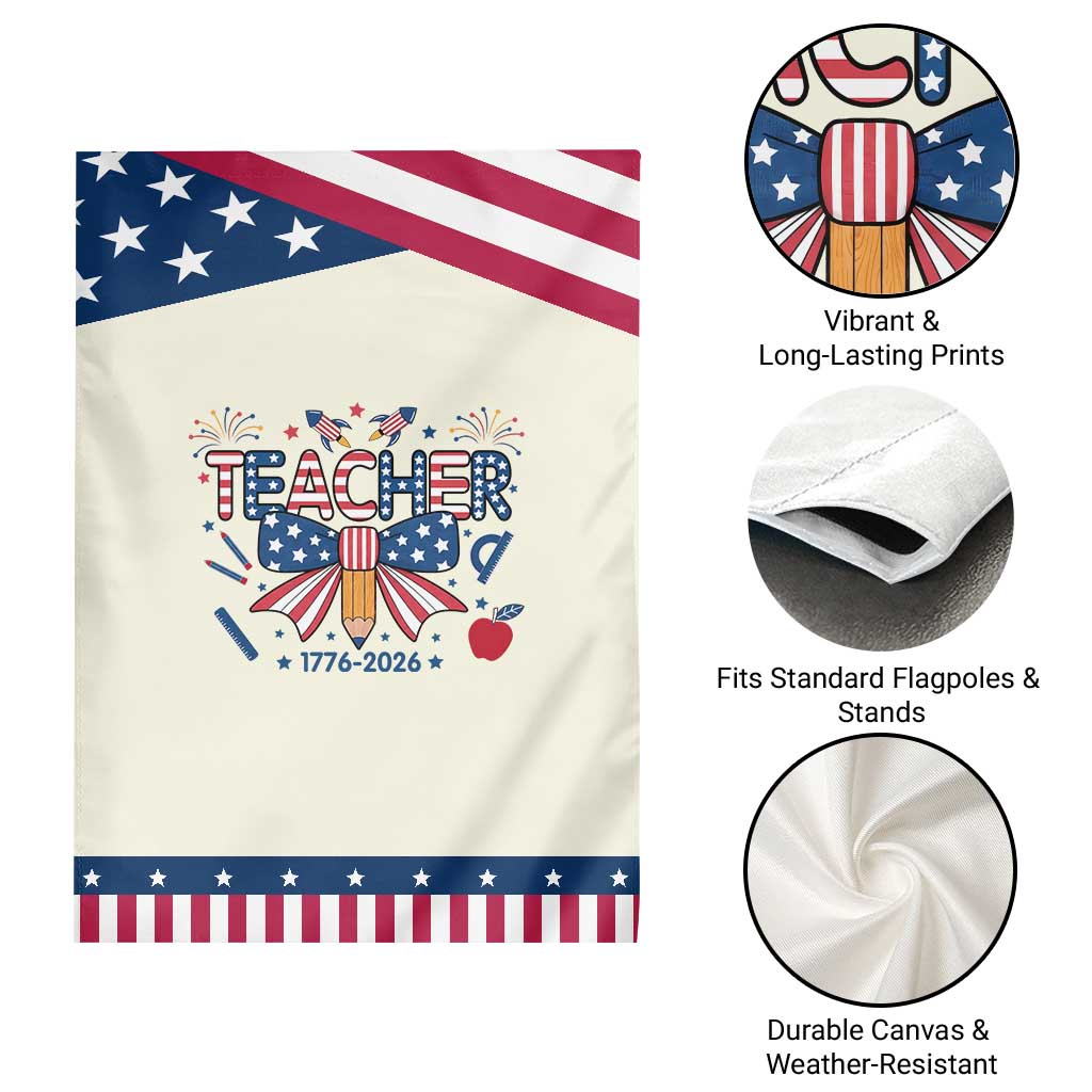 Proud American Teacher 250 Years Patriotic Garden Flag Educator Gift