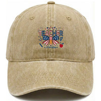 Proud American Teacher 250 Years Washed Cotton Baseball Cap Patriotic Educator Gift