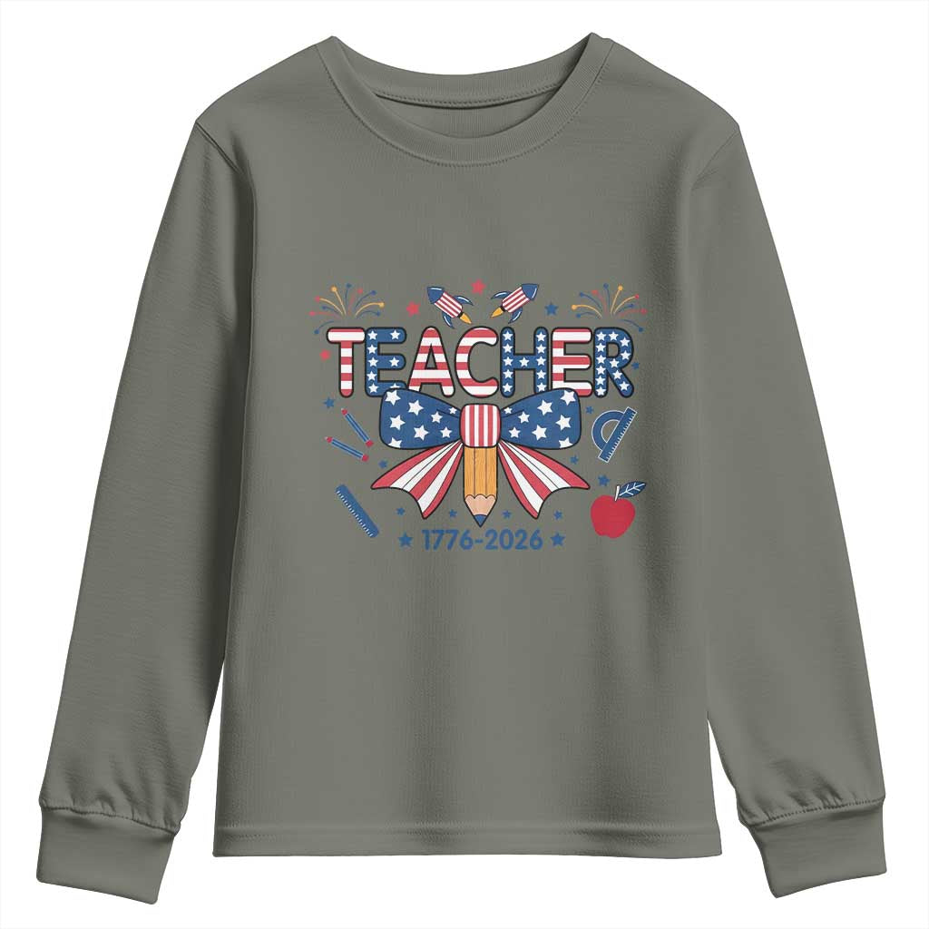 Proud American Teacher 250 Years Youth Sweatshirt Patriotic Educator Gift