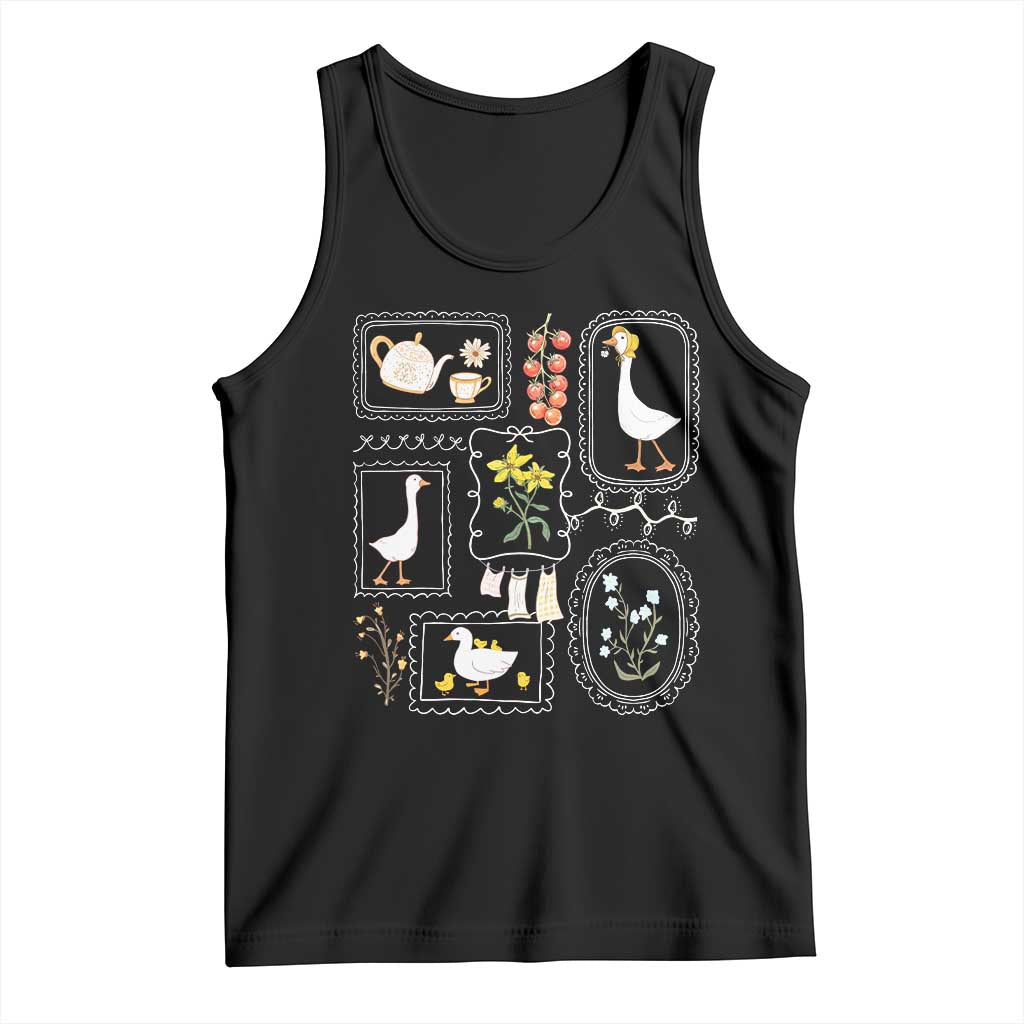 Cottagecore Farm Duck Tank Top Floral Wildflower Garden Graphic