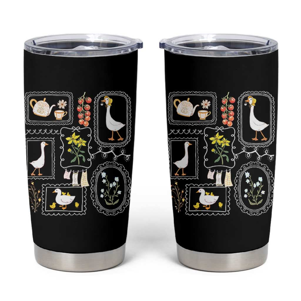 Cottagecore Farm Duck Tumbler Cup Floral Wildflower Garden Graphic