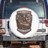 Vintage Proud American Welder Spare Tire Cover Built By Fire Blue Collar Dad Gift