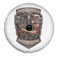 Vintage Proud American Welder Spare Tire Cover Built By Fire Blue Collar Dad Gift