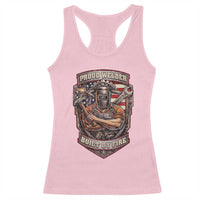 Vintage Proud American Welder Racerback Tank Top Built By Fire Blue Collar Dad Gift