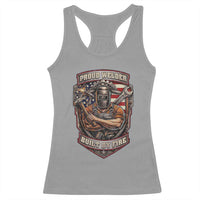 Vintage Proud American Welder Racerback Tank Top Built By Fire Blue Collar Dad Gift