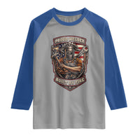 Vintage Proud American Welder Raglan Shirt Built By Fire Blue Collar Dad Gift
