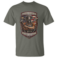 Vintage Proud American Welder T Shirt Built By Fire Blue Collar Dad Gift