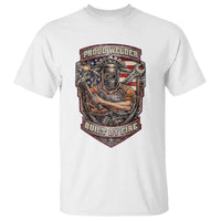 Vintage Proud American Welder T Shirt Built By Fire Blue Collar Dad Gift