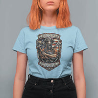 Vintage Proud American Welder T Shirt For Women Built By Fire Blue Collar Dad Gift