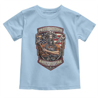 Vintage Proud American Welder Toddler T Shirt Built By Fire Blue Collar Dad Gift