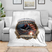 Built To Last Proud Welder Throw Blanket Blue Collar American Dad Gift