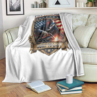 Built To Last Proud Welder Throw Blanket Blue Collar American Dad Gift