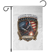 Built To Last Proud Welder Garden Flag Blue Collar American Dad Gift