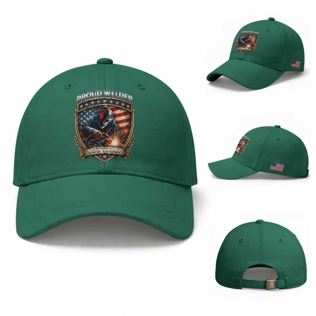 Built To Last Proud Welder Baseball Cap Blue Collar American Dad Gift
