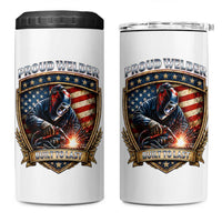 Built To Last Proud Welder 4 in 1 Can Cooler Tumbler Blue Collar American Dad Gift