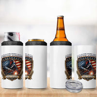 Built To Last Proud Welder 4 in 1 Can Cooler Tumbler Blue Collar American Dad Gift