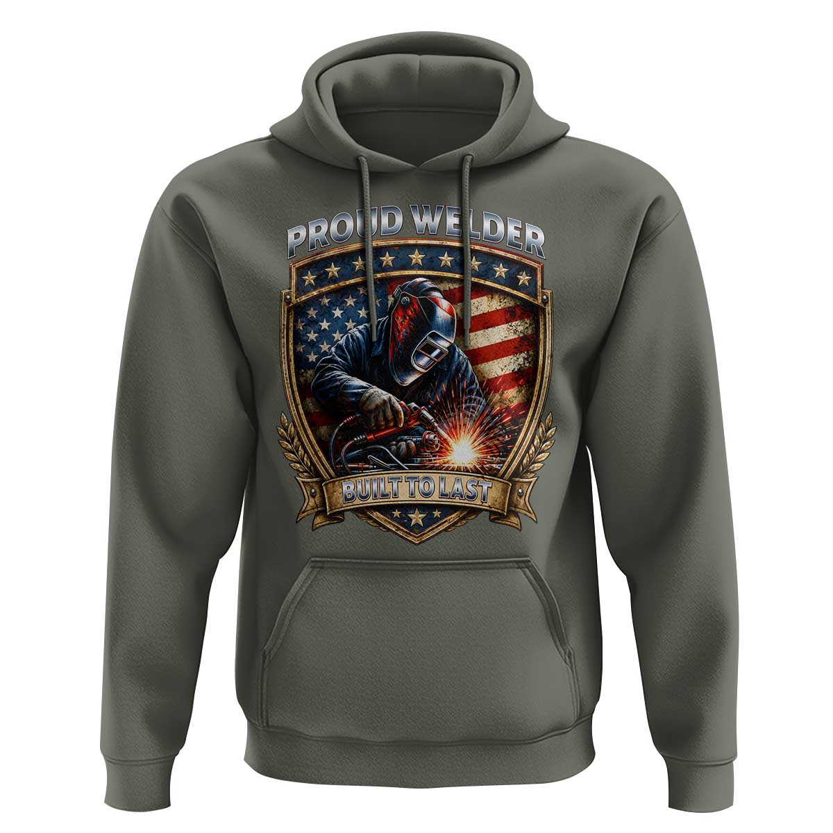 Built To Last Proud Welder Hoodie Blue Collar American Dad Gift