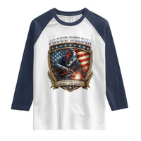 Built To Last Proud Welder Raglan Shirt Blue Collar American Dad Gift