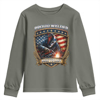 Built To Last Proud Welder Youth Sweatshirt Blue Collar American Dad Gift