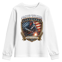 Built To Last Proud Welder Youth Sweatshirt Blue Collar American Dad Gift