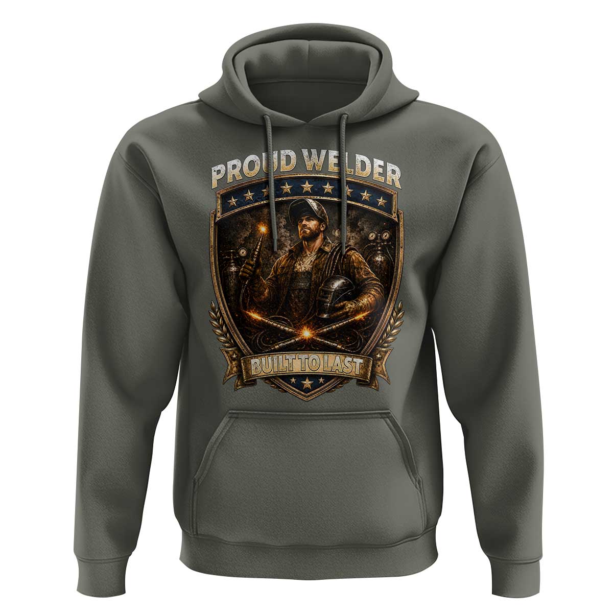 Proud Welder Graphic Hoodie Built To Last Worker Gift