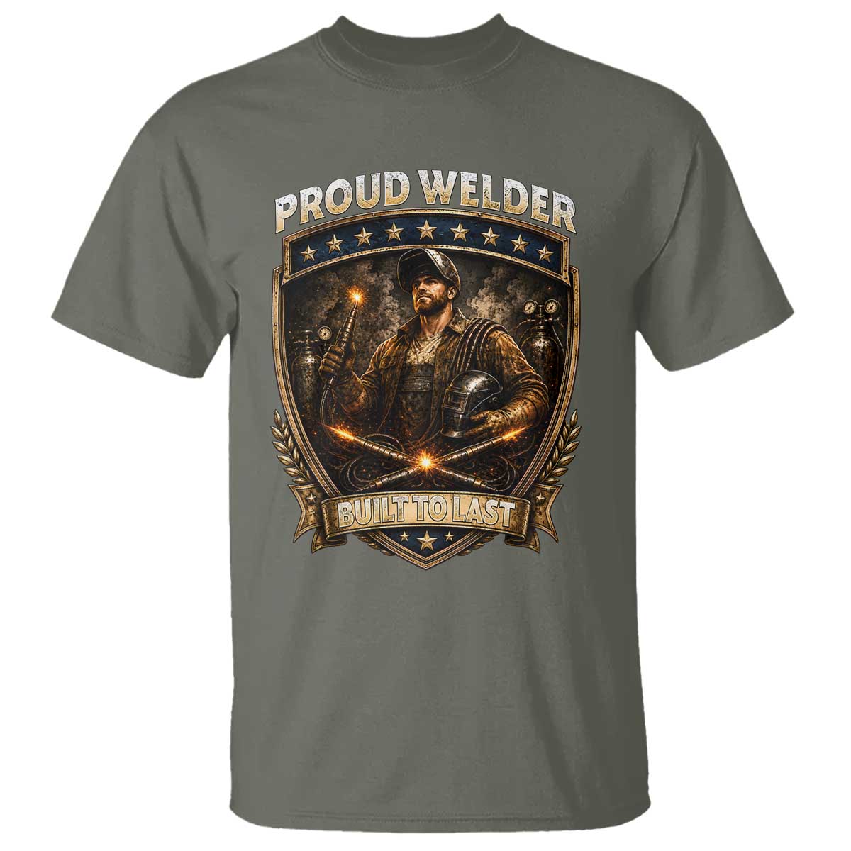 Proud Welder Graphic T Shirt Built To Last Worker Gift