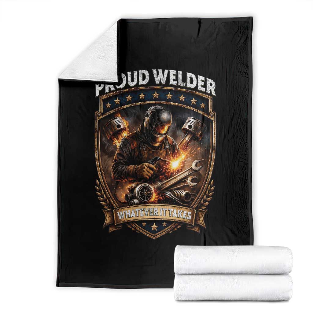 Proud Welder Whatever It Takes Throw Blanket Vintage Mechanic Workwear