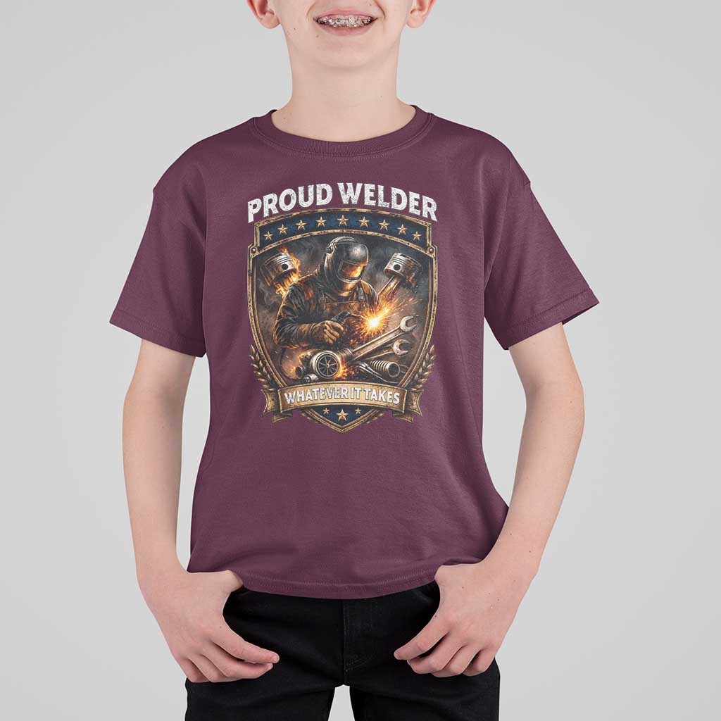 Proud Welder Whatever It Takes T Shirt For Kid Vintage Mechanic Workwear