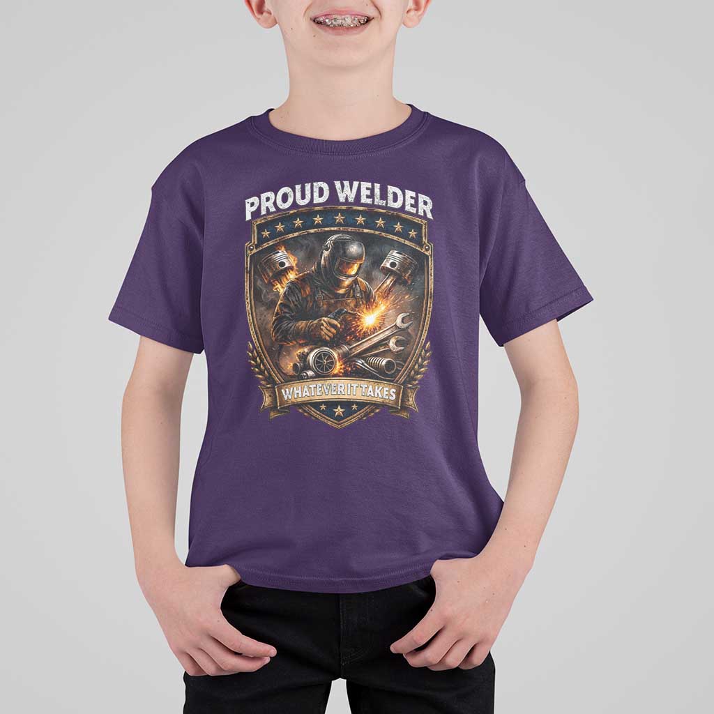Proud Welder Whatever It Takes T Shirt For Kid Vintage Mechanic Workwear
