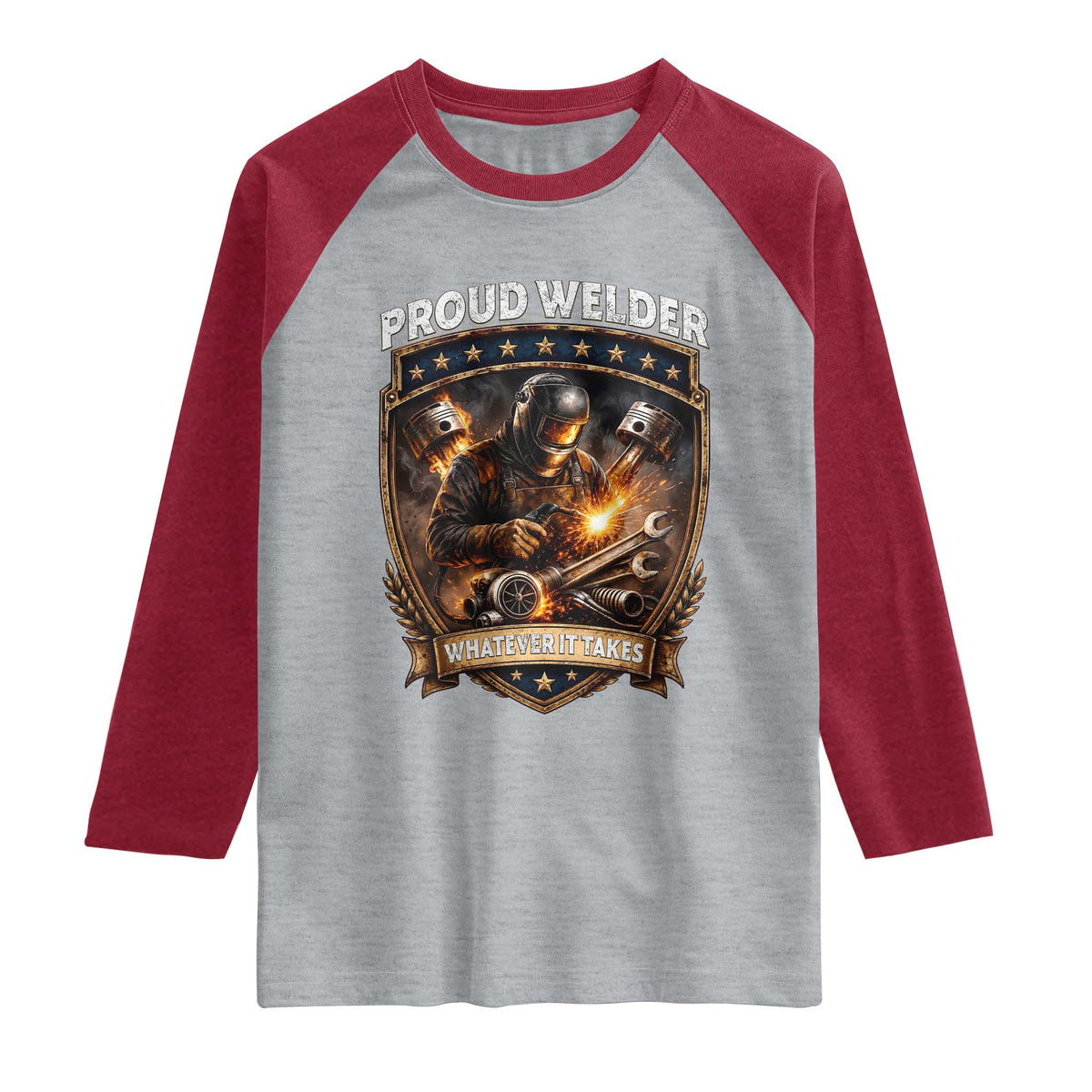 Proud Welder Whatever It Takes Raglan Shirt Vintage Mechanic Workwear