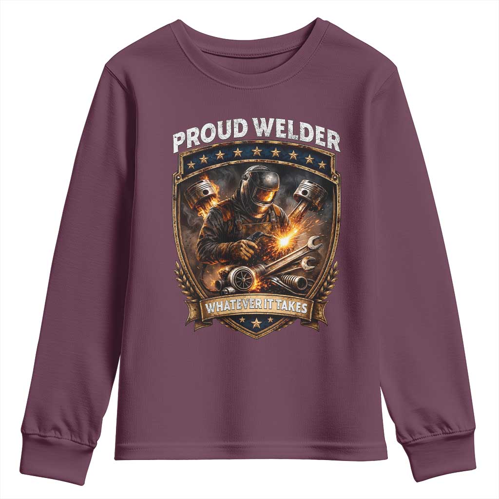 Proud Welder Whatever It Takes Youth Sweatshirt Vintage Mechanic Workwear