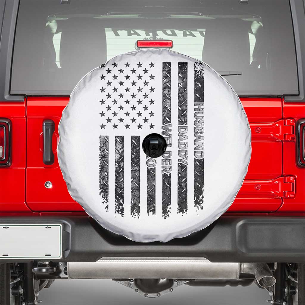 Husband Daddy Welder Hero Spare Tire Cover Patriotic Welding American Flag Graphic