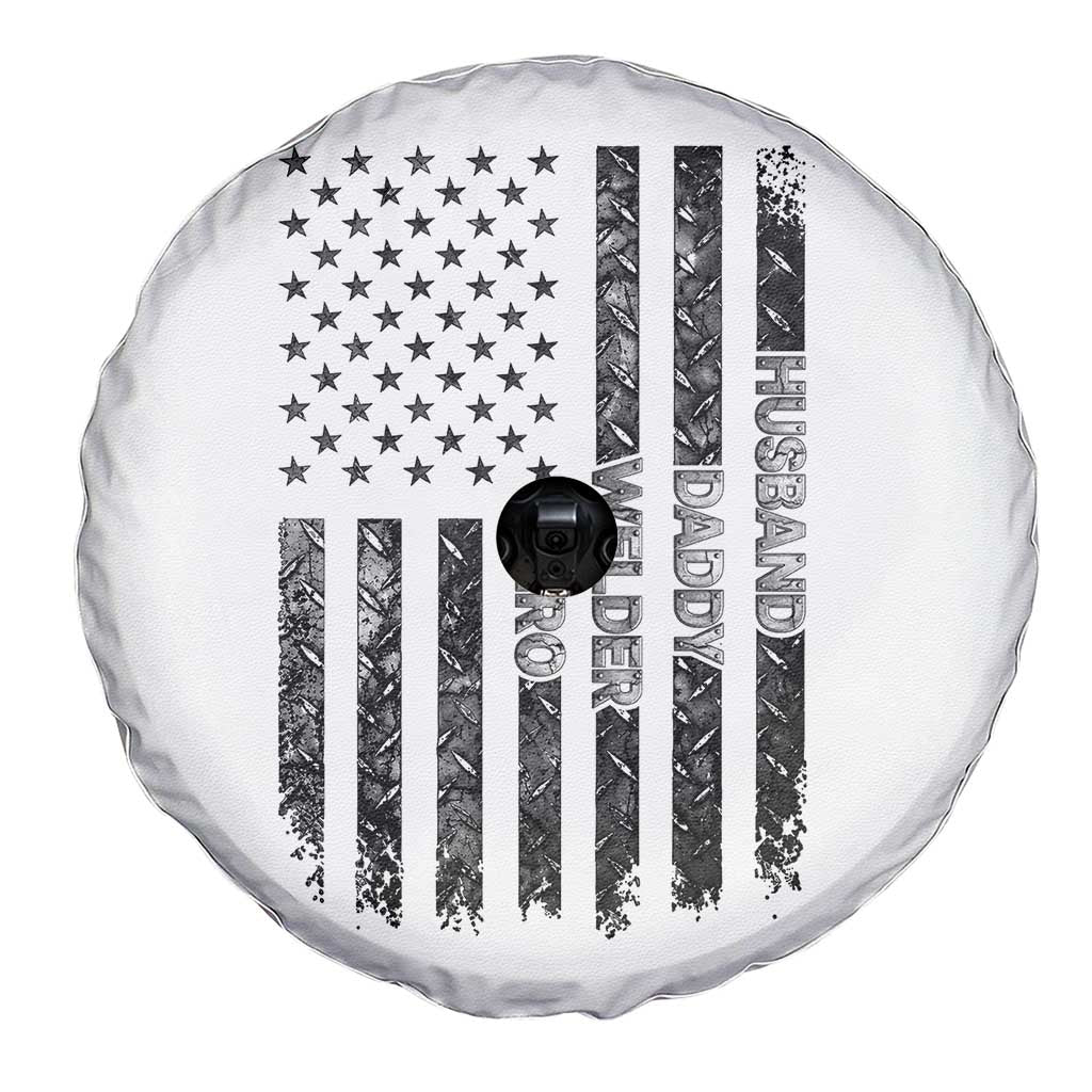 Husband Daddy Welder Hero Spare Tire Cover Patriotic Welding American Flag Graphic