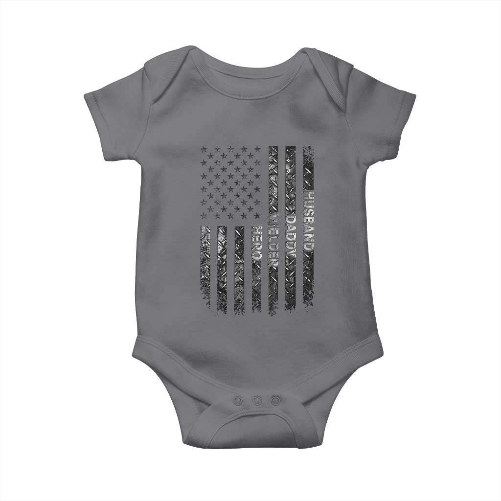 Husband Daddy Welder Hero Baby Onesie Patriotic Welding American Flag Graphic