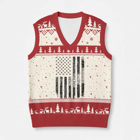 Husband Daddy Welder Hero V-Neck Knit Sweater Vest Patriotic Welding American Flag Graphic