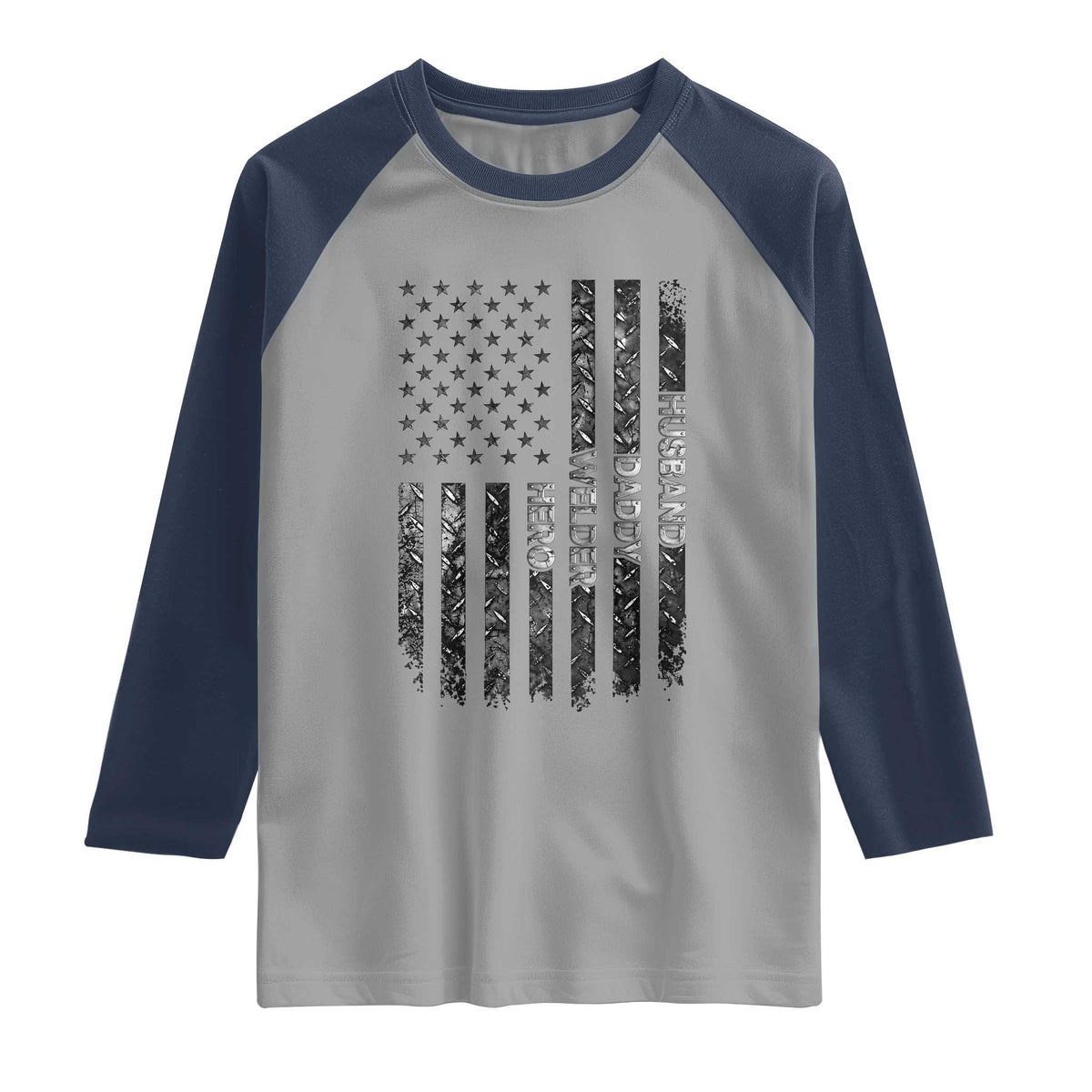 Husband Daddy Welder Hero Raglan Shirt Patriotic Welding American Flag Graphic