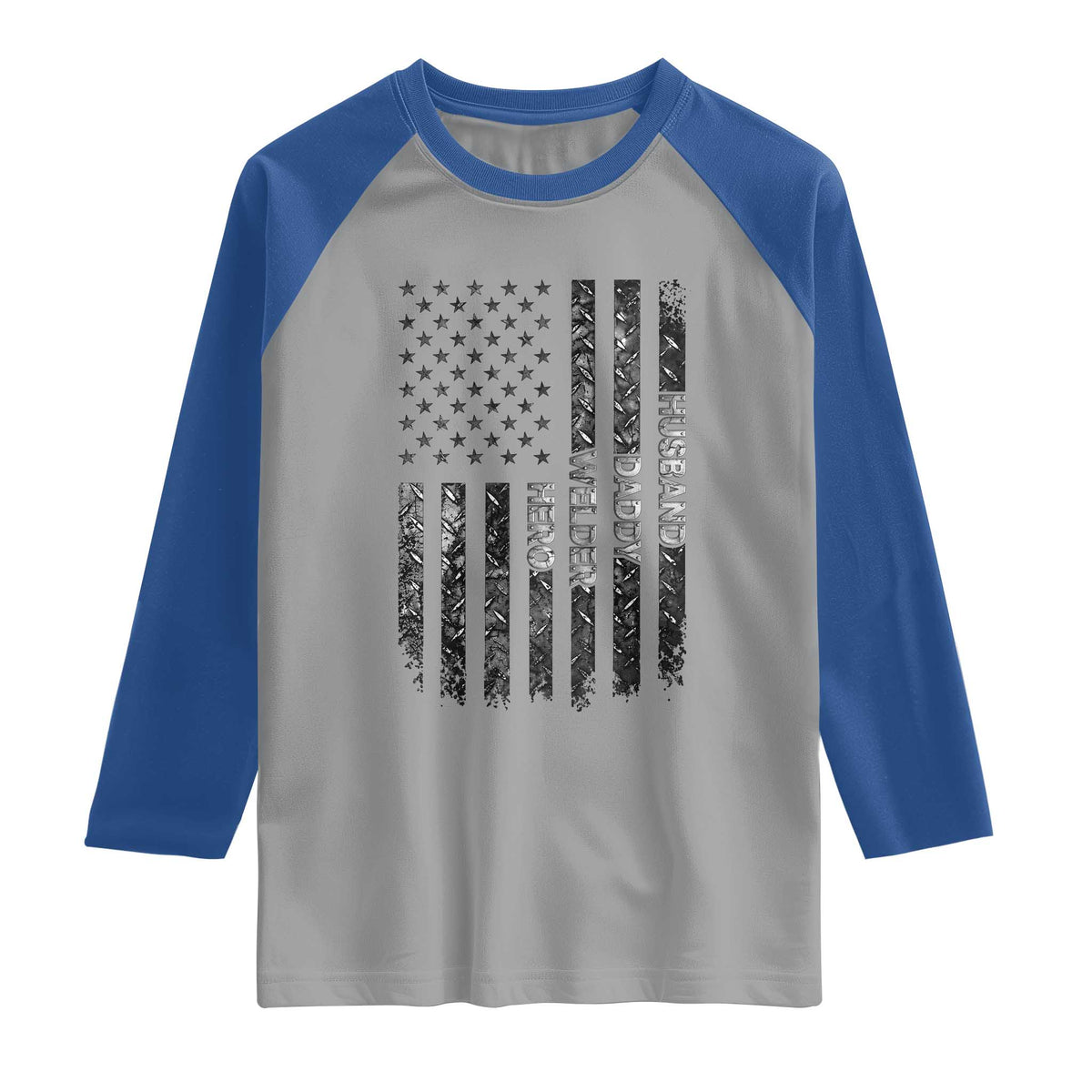 Husband Daddy Welder Hero Raglan Shirt Patriotic Welding American Flag Graphic