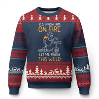 Funny Stickman Welder I Know I Am On Fire Ugly Christmas Sweater Metal Worker Gift