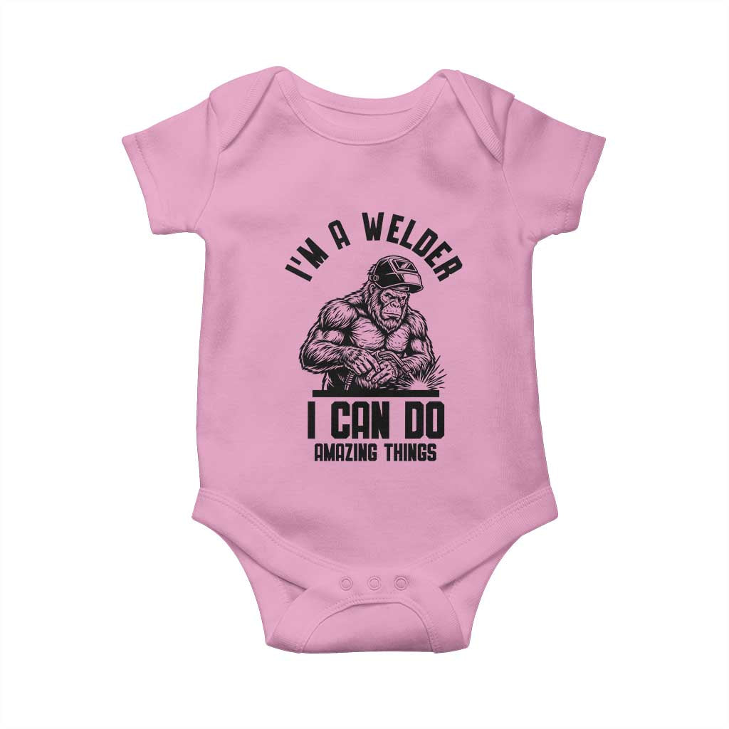 Funny Bigfoot Welder Baby Onesie I Can Do Amazing Things