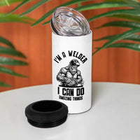 Funny Bigfoot Welder 4 in 1 Can Cooler Tumbler I Can Do Amazing Things