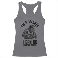Funny Bigfoot Welder Racerback Tank Top I Can Do Amazing Things