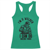 Funny Bigfoot Welder Racerback Tank Top I Can Do Amazing Things