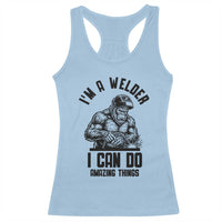 Funny Bigfoot Welder Racerback Tank Top I Can Do Amazing Things