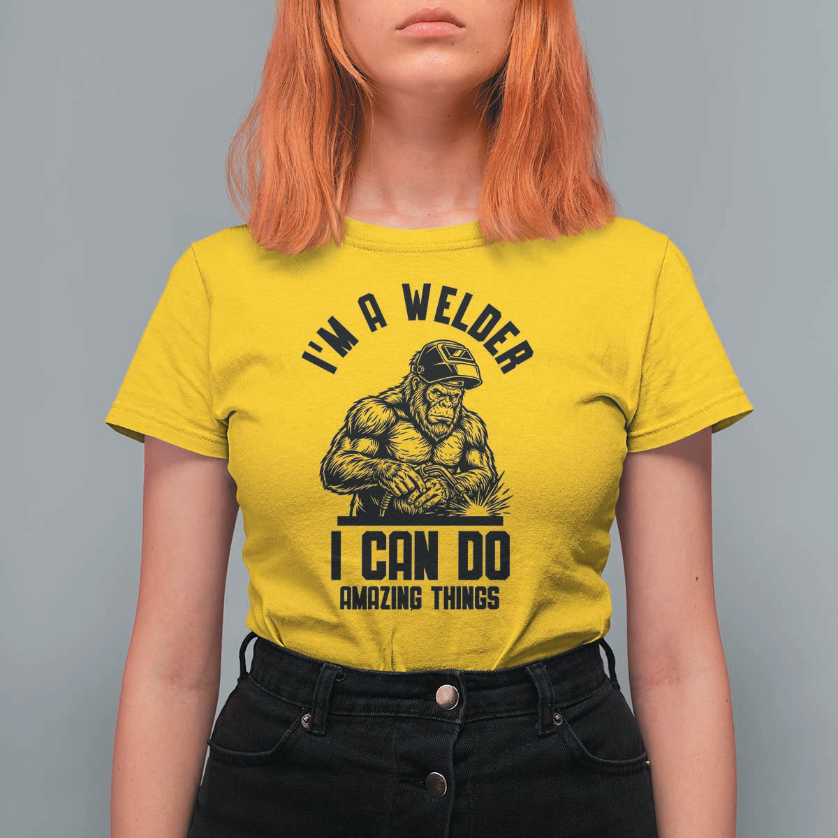 Funny Bigfoot Welder T Shirt For Women I Can Do Amazing Things