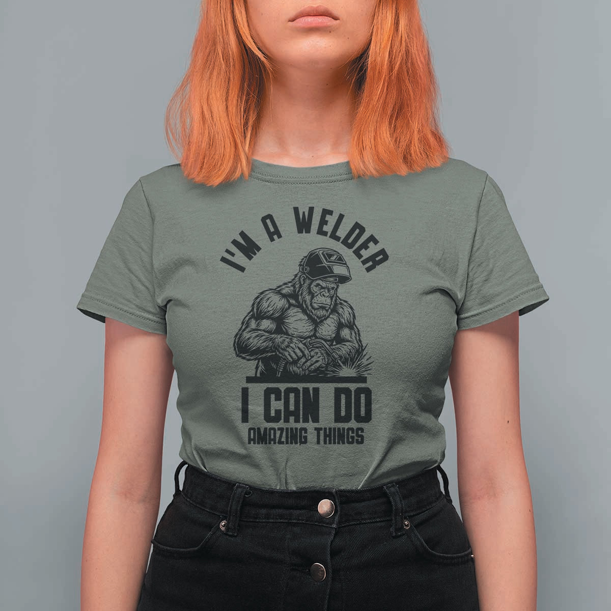 Funny Bigfoot Welder T Shirt For Women I Can Do Amazing Things