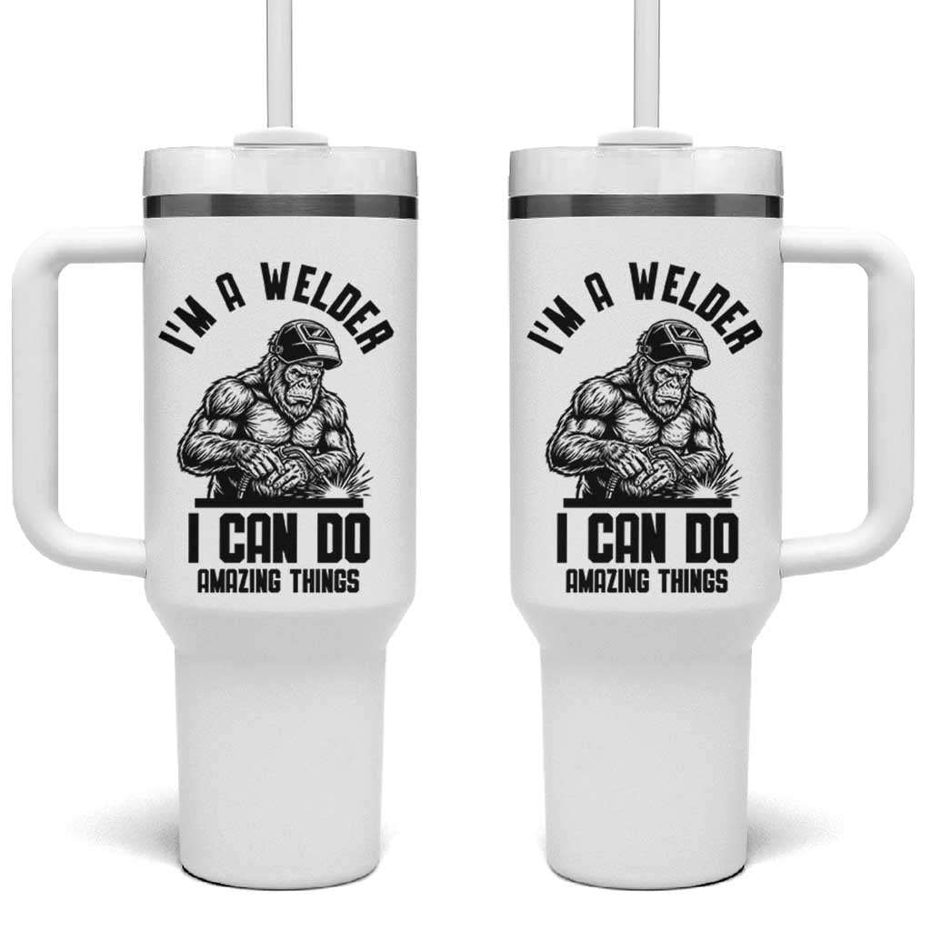 Funny Bigfoot Welder Tumbler With Handle I Can Do Amazing Things
