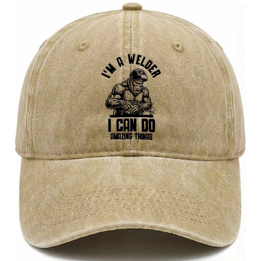Funny Bigfoot Welder Washed Cotton Baseball Cap I Can Do Amazing Things