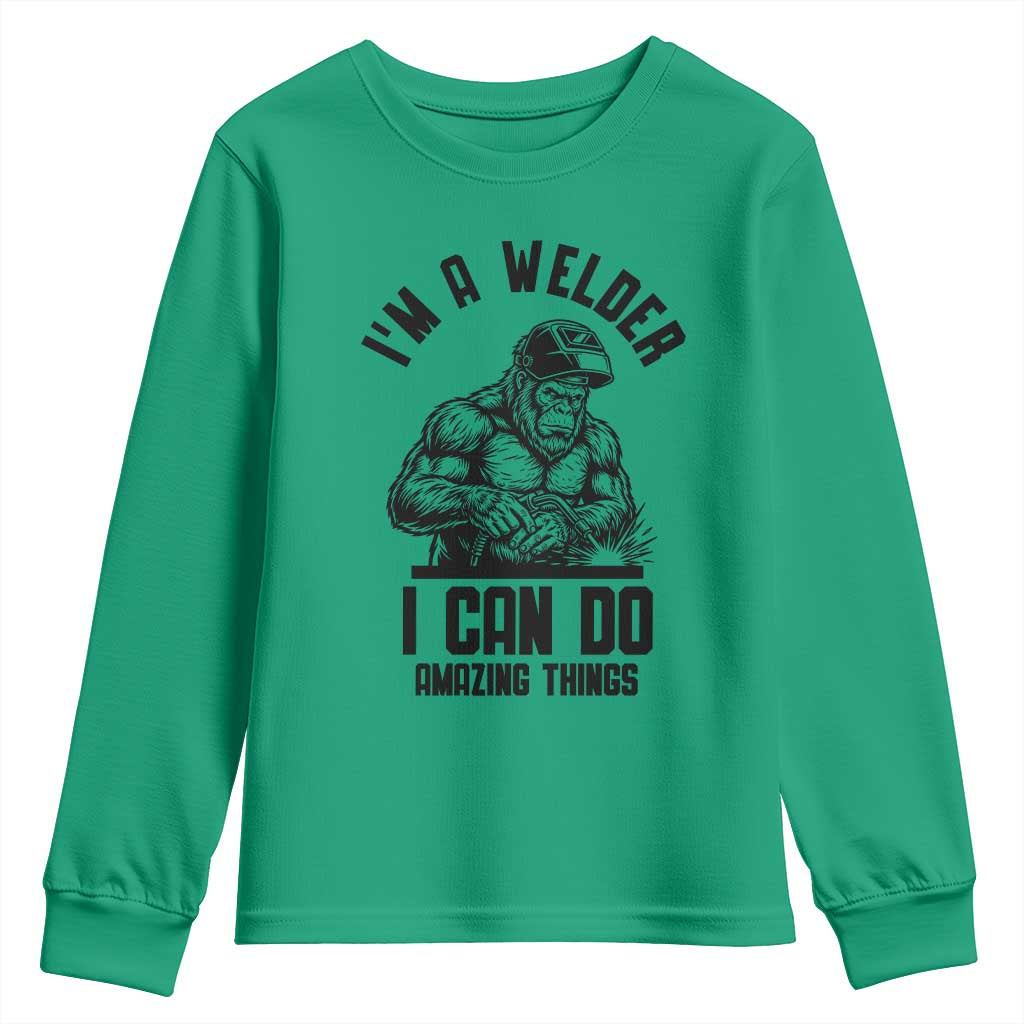Funny Bigfoot Welder Youth Sweatshirt I Can Do Amazing Things